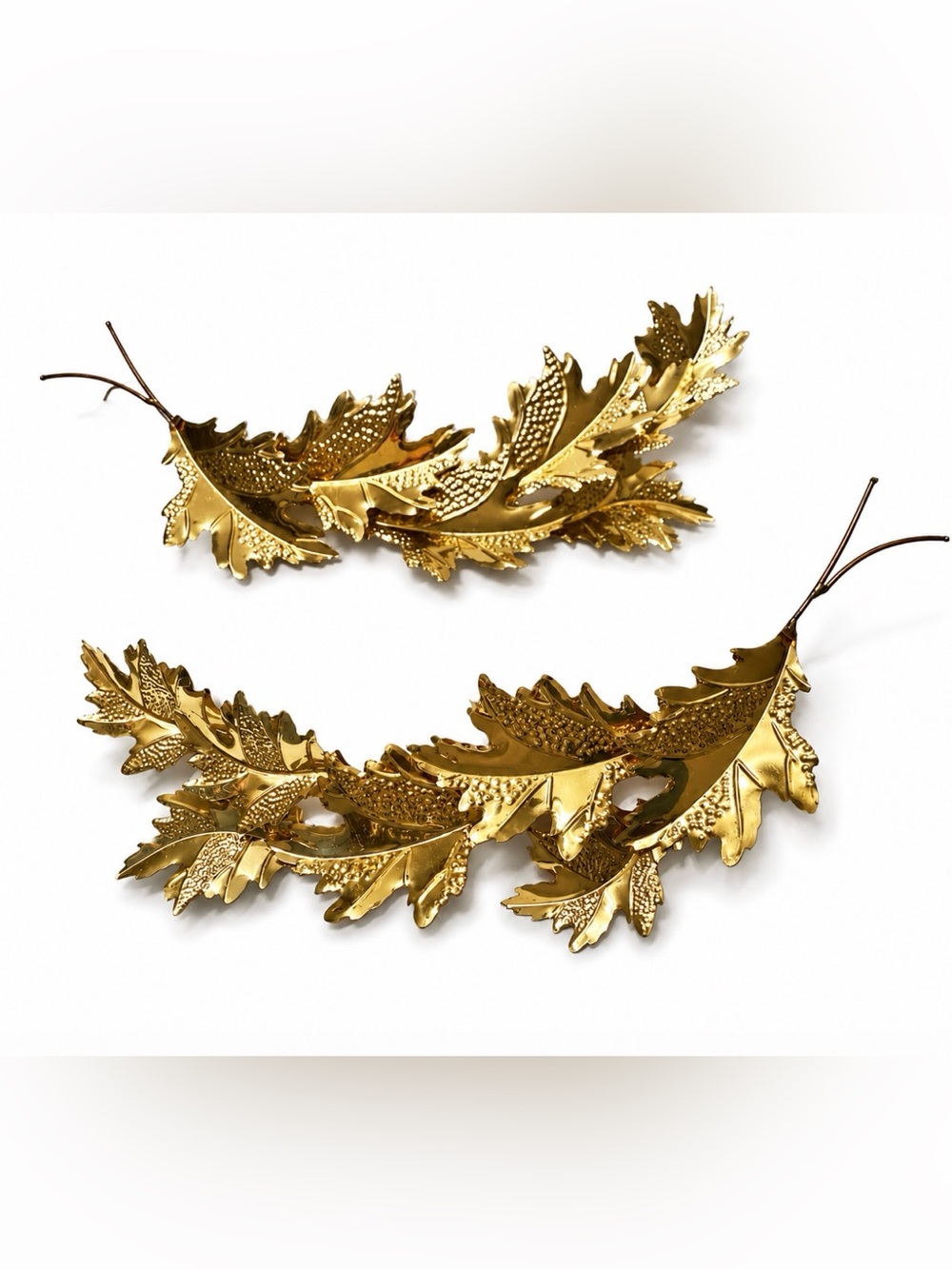 Home Interiors Metal Gold Tone Leaf Leaves Wall Hanging Art Decor Home 2 Vintage - Picture 4 of 10
